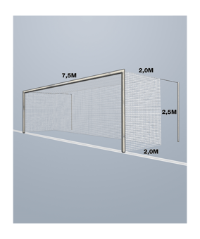 Cawila Tornetz 7,50x2,50m | Tiefe 2,0x2,0m | Maschenweite 5cm | Stärke 4mm | weiß - weiss