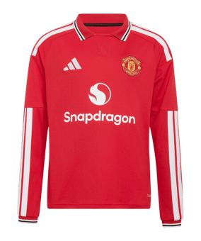 adidas Manchester United Trikot Langarm Home 2026/2027 Kinder Rot - rot