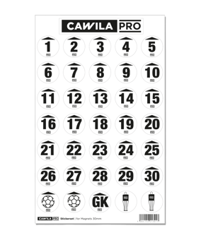 Cawila PRO Stickerset Rückennummer 30mm Schwarz - schwarz