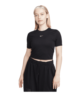 Nike Essential Crop T-Shirt Damen Schwarz F010 - schwarz