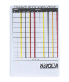 Derbystar Schiedsrichter Spiel-Notizkarten - weiss