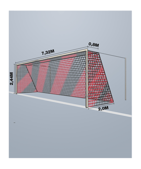 Cawila Tornetz 7,50x2,50m | Tiefe 0,8x2,0m |  | Maschenweite 12cm | Stärke 4mm | rot/schwarz - rot