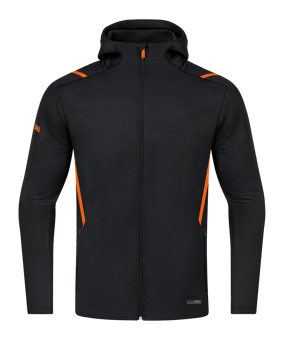 JAKO Challenge Freizeit Kapuzenjacke Orange F506 - schwarz