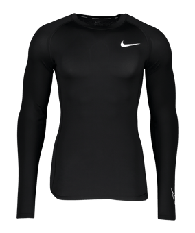 Nike Pro Longsleeve Schwarz Weiss F010 - schwarz
