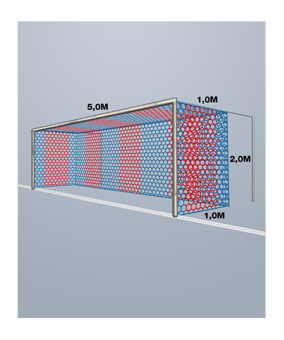 Cawila Tornetz HEXA 5,15x2,05m | Tiefe 1,0x1,0m | Maschenweite 12cm | Stärke 4mm | blau/rot - blau