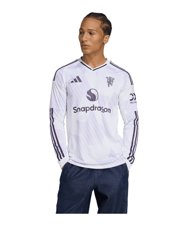 adidas Manchester United Longsleeve Trikot Away 2025/2026 Weiß - weiss