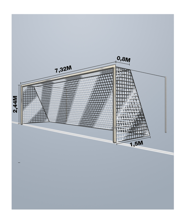 Cawila Tornetz 7,50x2,50m | Tiefe 0,8x1,5m | | Maschenweite 12cm | Stärke 4mm | weiß/schwarz - weiss