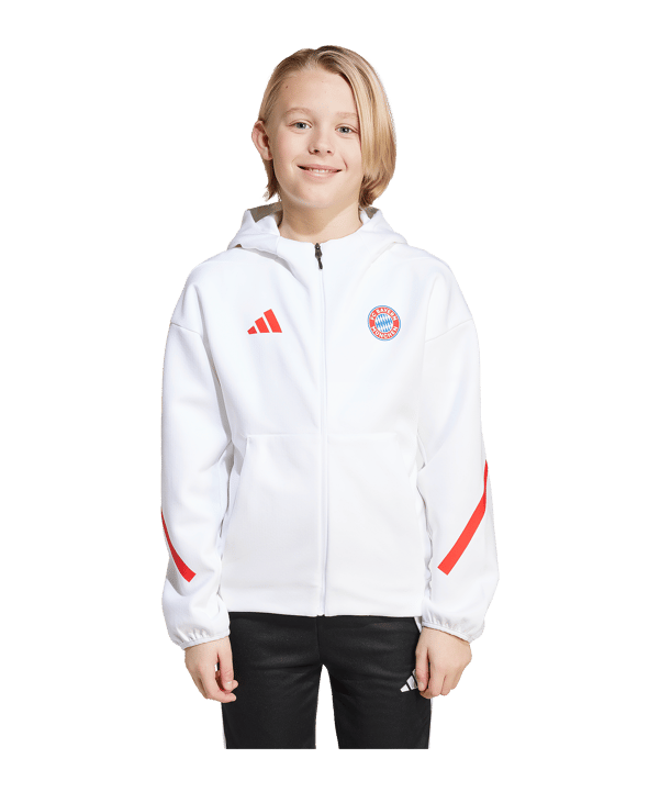 adidas FC Bayern München Anthem Kapuzenjacke Kids Weiß - weiss