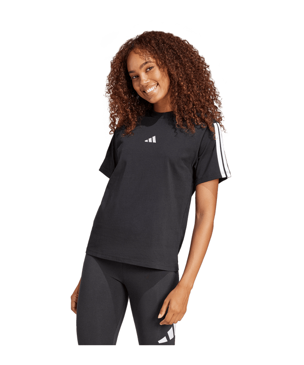 adidas Essentials 3 Stripes T-Shirt Damen Schwarz 
