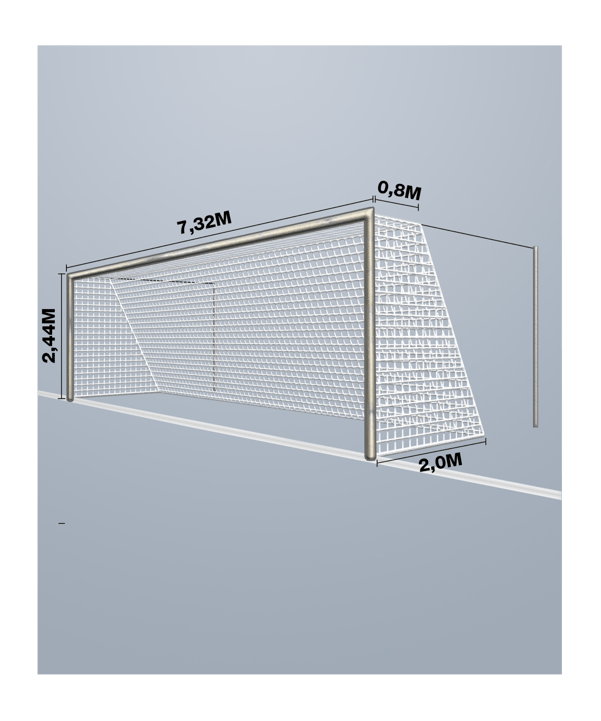 Cawila Tornetz 7,50x2,50m | Tiefe 0,8x2,0m | | Maschenweite 5cm | Stärke 4mm | weiß - weiss