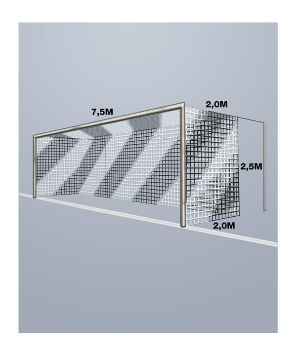 Cawila Tornetz 7,50x2,50m | Tiefe 2,0x2,0m | Maschenweite 12cm | Stärke 4mm | weiß/schwarz - weiss