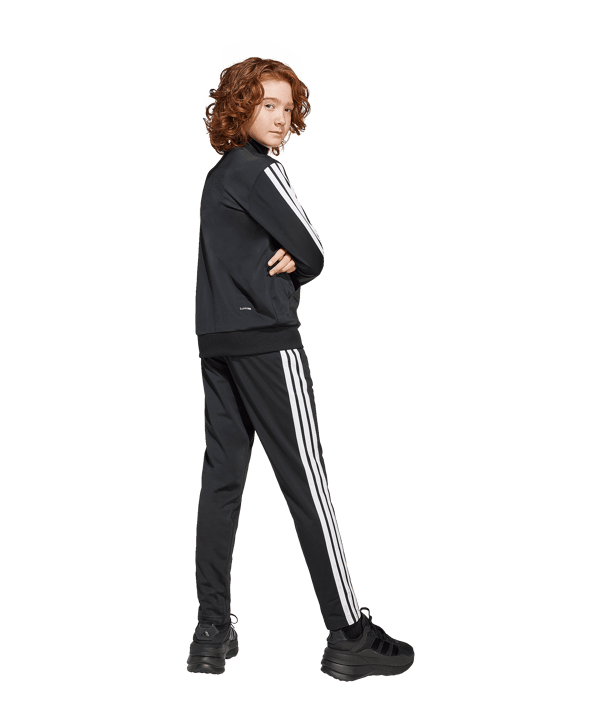 adidas Seasonal Essentials Tiberio 3 Stripes Tricot Trainingsanzug Kids Schwarz - schwarz