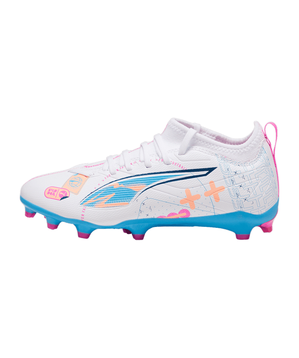 PUMA ULTRA 5 Match FG/AG Volume Up Jr Kids Weiss Blau F01 - weiss