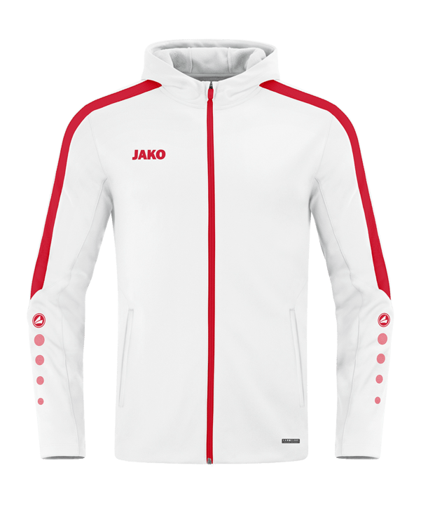 JAKO Power Kapuzenjacke Weiss Rot F004