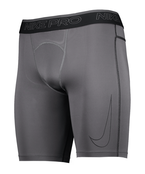 Nike Pro Long Short Grau Schwarz F068 - grau