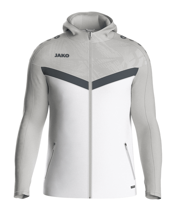 JAKO Iconic Kapuzenjacke Kids Weiss Grau F016 | - weiss