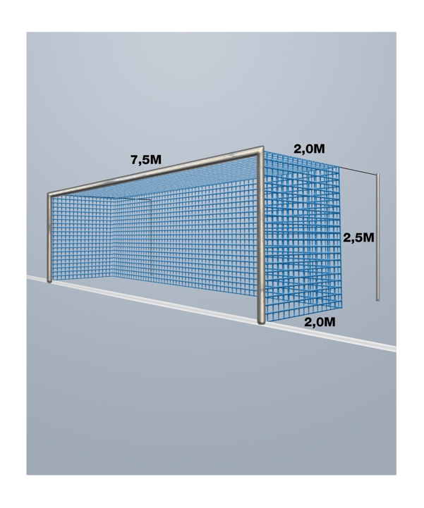 Cawila Tornetz 7,50x2,50m | Tiefe 2,0x2,0m | | Maschenweite 12cm | Stärke 4mm | blau - blau