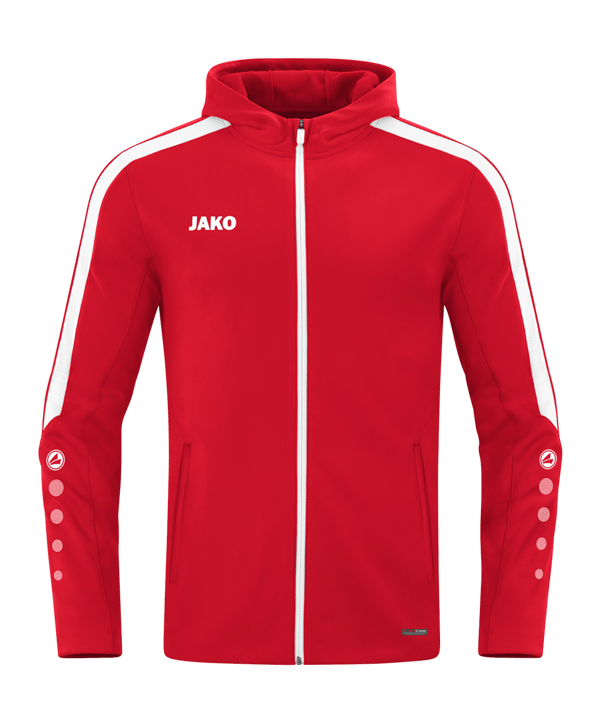 JAKO Power Kapuzenjacke Kids Rot Weiss F100