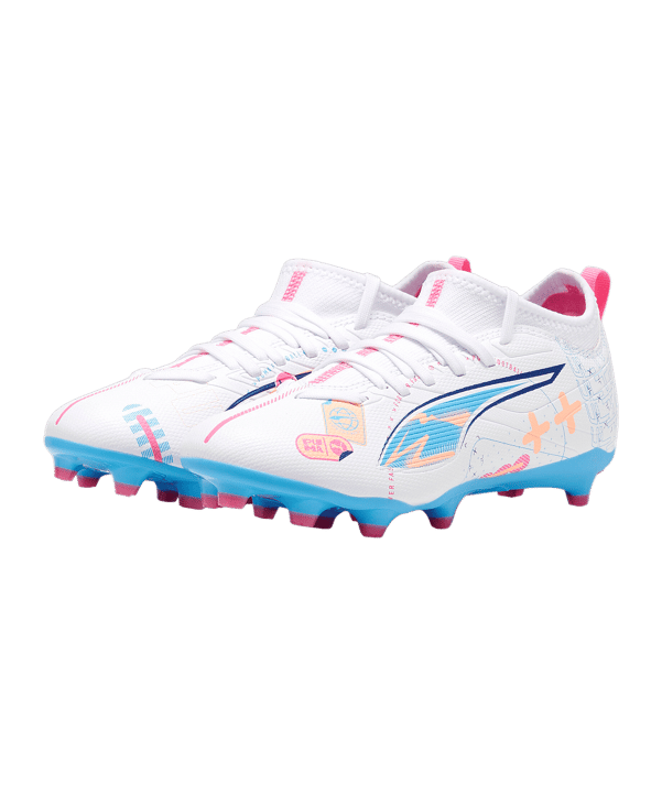 PUMA ULTRA 5 Match FG/AG Volume Up Jr Kids Weiss Blau F01 - weiss