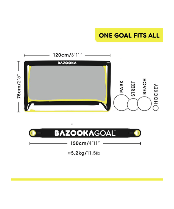 BAZOOKAGOAL CLASSIC PVC | 120x75cm | Schwarz Gelb | - schwarz