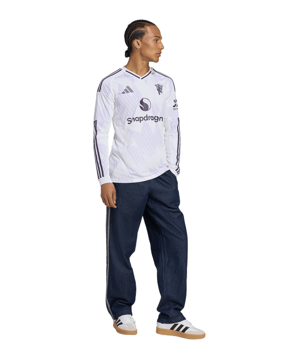 adidas Manchester United Longsleeve Trikot Away 2025/2026 Weiß - weiss