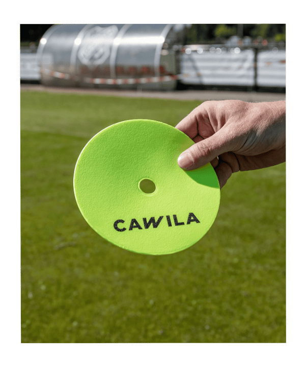 Cawila Floormarker 24er Set inkl. Halter | Markierungsscheiben, 12 x gelb und 12 x orange - gelb