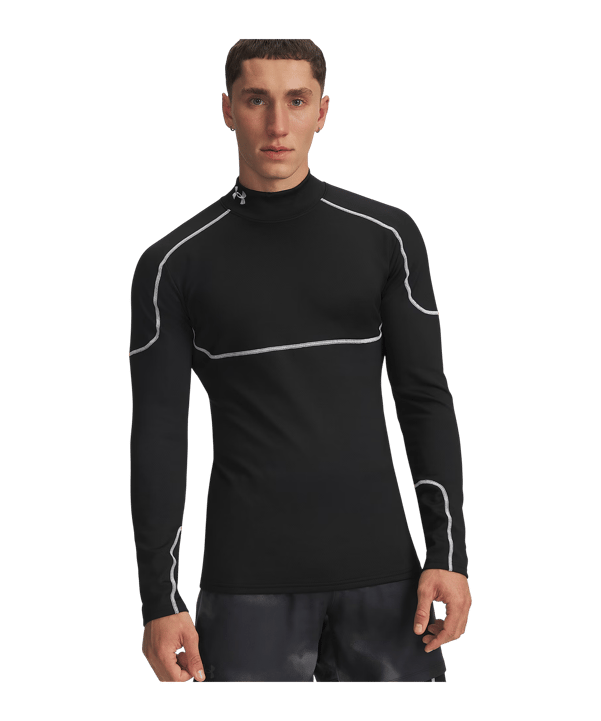 Under Armour Cold Weather Grid Longsleeve Mock T-Shirt Schwarz F001 - schwarz