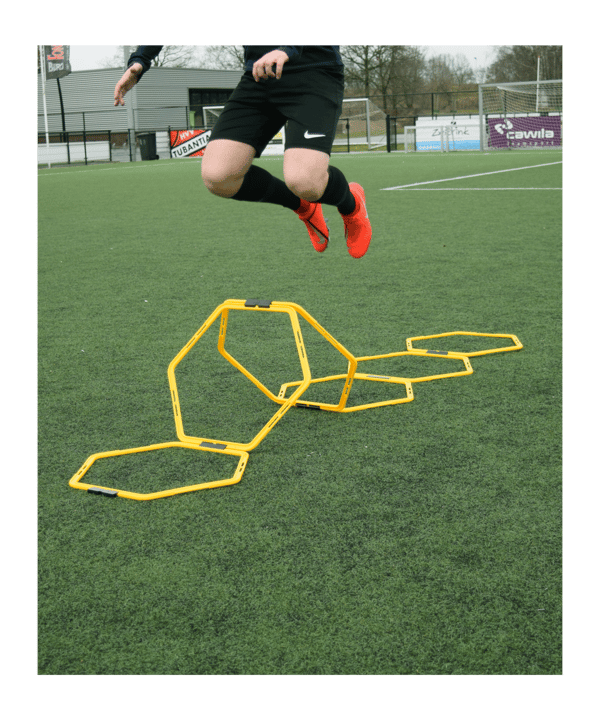 Cawila Hexa-Hoops Koordinationsleiter Set | 6er Set mit Tasche und 5 Clips | 49mm | Gelb - gelb