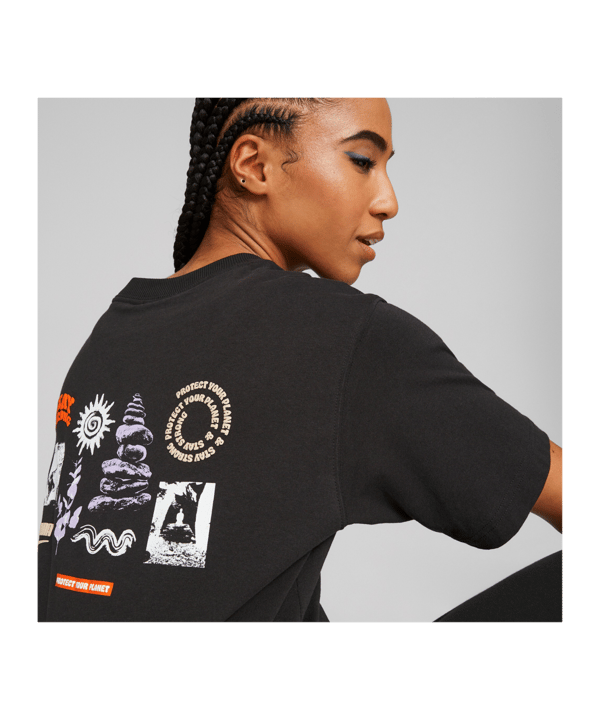 PUMA DOWNTOWN Relaxed Graphic T-Shirt Damen F01 - schwarz