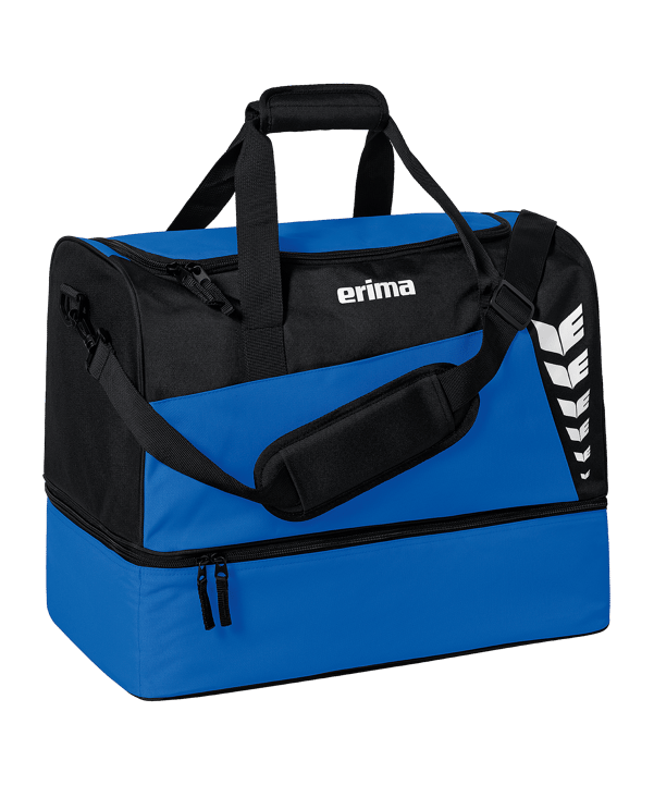 Erima Six Wings Sporttasche mit Bodenfach Gr. L Blau Schwarz
