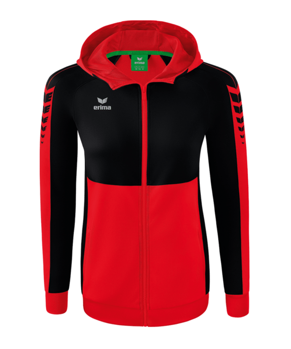 Erima Six Wings Kapuzenjacke Damen Rot Schwarz | - rot
