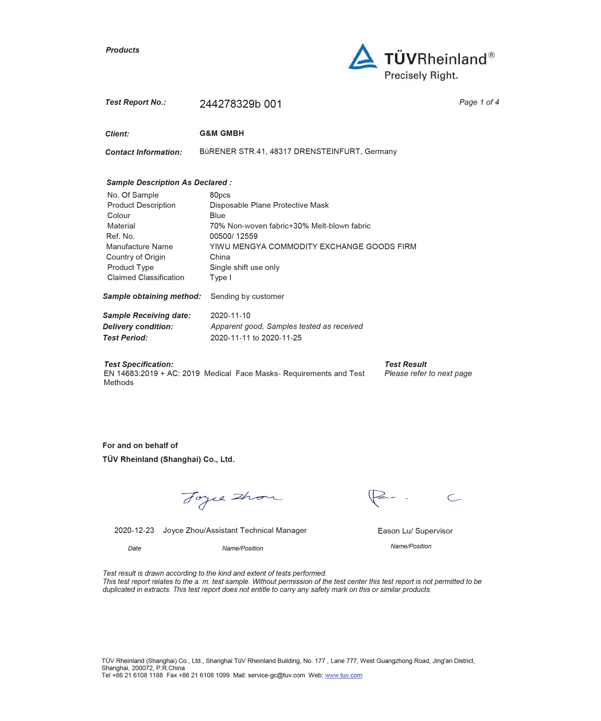 FMK OP Einweg-Masken 3-lagig 10er Pack Blau Weiss - blau