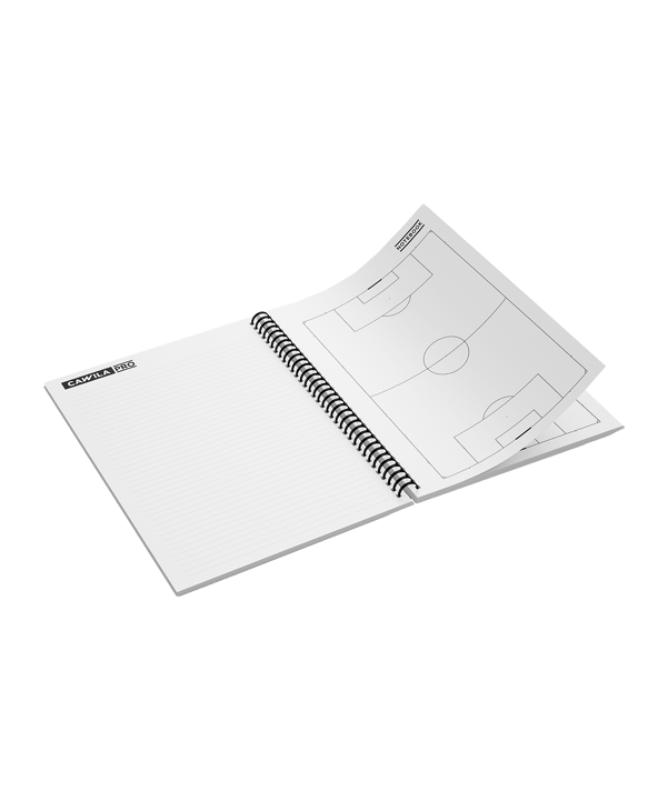 Cawila PRO NOTEBOOK | 100 Blatt DIN A4 |  | Fußball Taktik-Spiralblock - weiss