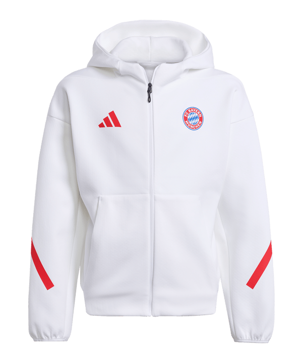 adidas FC Bayern München Anthem Kapuzenjacke Kids Weiß - weiss