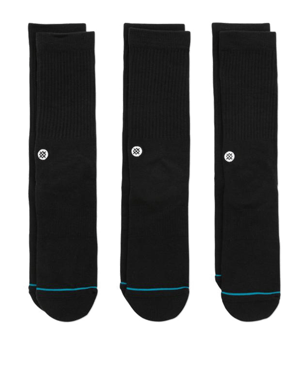 Stance Uncommon Solids Icon Socks 3er Pack Schwarz - schwarz